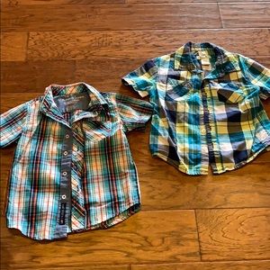 Bundle 2 button up short sleeve plaid boy shirts